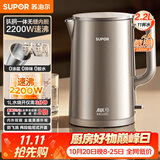 苏泊尔（SUPOR）烧水壶 电热水壶 有钛 速沸2.2L电水壶 家用热水壶2200W大功率烧水2026新款SW-22J01T