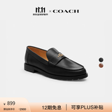 蔻驰（COACH）女士女鞋JANIE乐福鞋牛皮革舒适休闲单鞋 黑色 37.5