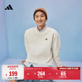 adidas情侣款加绒休闲运动长袖卫衣套头衫单穿上衣男女秋阿迪达斯   白色   L