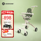AMORHOME遛娃神器婴儿推车可坐可躺轻便折叠宝宝溜娃折叠 橄榄绿全包款