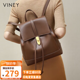 viney牛皮双肩包女大容量轻便出行旅游旅行背包学生书包生日礼物送女友