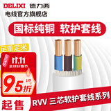 德力西RVV护套线三芯0.5-6平方铜芯电线国标室内家用家装延长线缆散卖剪 白色3*2.5 1m(1件为1米)