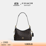 蔻驰（COACH）新款奥莱女士女包经典标志扣件细节LAUREL 22号单肩斜挎包流浪包 IM/胡桃木色/黑色
