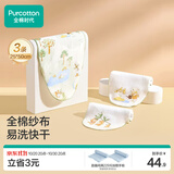 全棉时代婴儿纱布一片式抗菌汗巾儿童幼儿园纯棉吸汗19×39cm森林寻踪3条