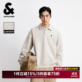 杰克·琼斯（JACK&JONES）26年秋季新款男装宽松肌理POLO翻领运动休闲卫衣男士长袖打底衫 A00月光灰 M 175