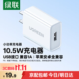 绿联苹果充电器插头安卓手机5V/2.1A快速充电头适用iPhone18/华为小米/手机/平板/手环/手表 5V/2.1A充电头-白色