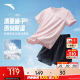 安踏（ANTA）防走光速干运动套装丨女2026夏季新款体考专用跑步短袖透气短裤 【防走光速干A款】刚柔粉/基础黑 M/女165