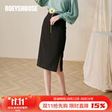 ROEYSHOUSE罗衣简约黑色半身裙女秋装新款知性OL修身包臀中长裙子01645 黑色 M