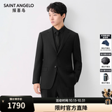 报喜鸟西服套装男装【澳洲羊毛/人生第一套】商务正装通勤西装西裤套装 A款（黑色抗皱) 48 A(175/96) /请备注腰围或裤子