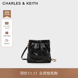 CHARLES&KEITH迷你菱格流浪包单肩斜挎双肩包包女包生日礼物送女友CK2-60782390 【S号】Black黑色 S