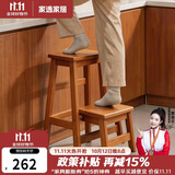 家逸实木梯凳家用两步梯折叠梯子登高人字梯马凳小台阶楼梯椅