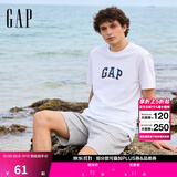 GAP男女装秋季款纯棉字母logo短袖T恤常规上衣美版570044 白色 L 美码 XL亚洲码185/104A 【偏小，建议选大一码】