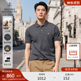 布克兄弟（BrooksBrothers）男士夏季金羊刺绣珠地网眼修身短袖Polo衫 0003-深灰色 S