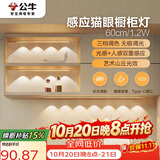 公牛（BULL）感应猫眼橱柜灯磁吸充电山丘光效展柜玄关氛围小夜灯 银60cm三色