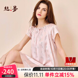 丝界重磅真丝睡衣娃娃公主裙秋冬舒适短袖宽松睡裙女桑蚕丝印花家居服