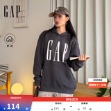 盖璞Gap男女装2026秋新品潮流logo印花抓绒连帽宽松卫衣1SS623908 黑灰色 M (170/92A)亚洲尺码