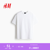 H&M男装女装T恤春季重磅柔软舒适美式潮流情侣装短袖上衣0608945 白色 XL 180/116（建议尺码拍小一码）