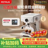 柏翠(petrus) 咖啡机意式浓缩家用小型半自动蒸汽打奶泡PE3833海盐小方