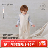 babylove【清仓】婴儿背带裤秋冬纯棉男女宝宝休闲百搭长裤薄夹棉外出保暖 奶油黄 100