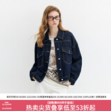 范思蓝恩春秋季新款高街牛仔外套女韩版宽松休闲夹克213219 深蓝色 M