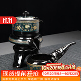 祥业功夫茶具整套装家用自动石磨懒人泡茶器全套陶瓷茶壶茶杯茶盘送礼 如意幽兰自动茶具3件套
