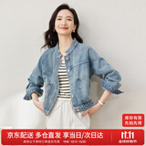尚都比拉春秋款纯棉牛仔外套短款高级感女装气质休闲百搭上衣 牛仔蓝 XL 