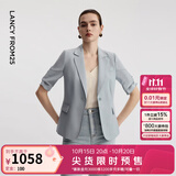 朗姿25【Basic衣橱】气质西装春季时尚高智风修身职业西服外套女 浅雾霾蓝色2 M