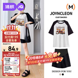 婧麒（JOYNCLEON）孕妇装套装夏薄款宽松插肩袖印花T恤百搭短裤 白色 XXL Jtz158115