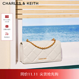 CHARLES&KEITH质感菱格链条小方钱包女包包女包生日礼物送女友CK6-10680924 Cream奶白色 XS