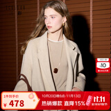 三彩【宋轶同款】【100绵羊毛】2025冬季新款双面呢大衣中长毛呢外套S 燕麦色 XL 170/92A