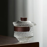 美斯尼 玻璃盖碗茶杯泡茶碗泡茶器防烫手抓壶功夫茶具 晨茗锤纹盖碗200ml