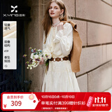 香影【云朵出逃】波西米亚杏白色连衣裙女2026秋新款莱赛尔天丝裙 杏色 M 160/84A/95-110斤