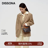 DISSONA迪桑娜折耳包女包幸运锦囊老花单肩包托特包小号 礼物 棕色