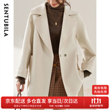 尚都比拉100%羊毛西装领毛呢大衣女冬季可拆卸腰带小个子通勤风双面呢外套