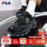 斐乐掠夺者2丨FILA老爹鞋男鞋复古跑鞋跑步鞋网面休闲鞋黑色运动鞋子 黑/中灰-BM 43