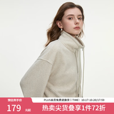 范思蓝恩半拉领廓形落肩加绒加厚重磅卫衣女冬季2024新款14491 燕麦灰上衣 M