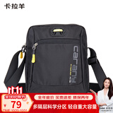 卡拉羊休闲运动包单肩包斜挎包男士帆布包超轻竖款潮流胸包旅行便携黑色