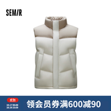 森马（Semir）羽绒马甲男冬90绒子防泼水外套中性情侣宽松立领上衣保暖轻便 白咖色调（白鸭绒）00315 L