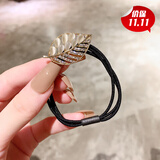 BARY REEF 韩国2022新款蝴蝶结花朵头饰猫眼石水钻发圈头绳女橡皮筋扎头发 树叶发绳