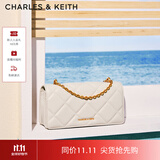 CHARLES&KEITH质感菱格链条小方钱包女包包女包生日礼物送女友CK6-10680924 Cream奶白色 XS