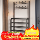 木双福门口多层铁艺鞋架衣帽架一体多功能家用鞋架子大容量鞋子架鞋帽架