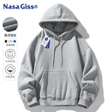 NASA GISS圆领卫衣男纯色基础款上衣情侣款百搭长袖T恤 灰色连帽常规 XL 