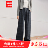 IEF/爱依服长裤2026冬季新款韩版复古休闲通勤格子加绒百搭阔腿裤 灰蓝格 S