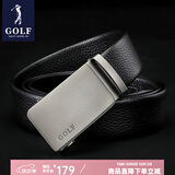高尔夫（GOLF）牛皮皮带针扣男士皮带真牛皮腰带礼盒男式裤带送父亲男友生日礼物 双面头层牛皮黑叻4965