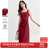 尚都比拉法式高级感连衣裙女秋季赫本风长款气质A字裙抽褶收腰显瘦背带裙
