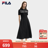 FILA斐乐连衣裙女士简约美学时尚休闲简约修身短袖连身裙舒适百搭 正黑色-BK S 160/80A/S