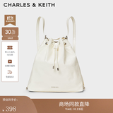 CHARLES&KEITH柔软单肩流浪包水桶包双肩包包女包女士生日礼物CK2-10151393 Cream奶白色 L