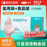 可孚一次性医用手套100只pvc食品级橡胶手套透明加厚防护指套家用S码