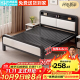 科虎床铁艺床双人床1.5x2米铁架床家用铁床架 黑床架【高尾】白软包【热销款】 1.5*1.9/2.0m【默认2.0】