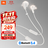 JBL TUNE 235BT 半入耳式耳机颈挂式蓝牙耳机带耳麦防水设计适用苹果小米 送女朋友礼物 白色